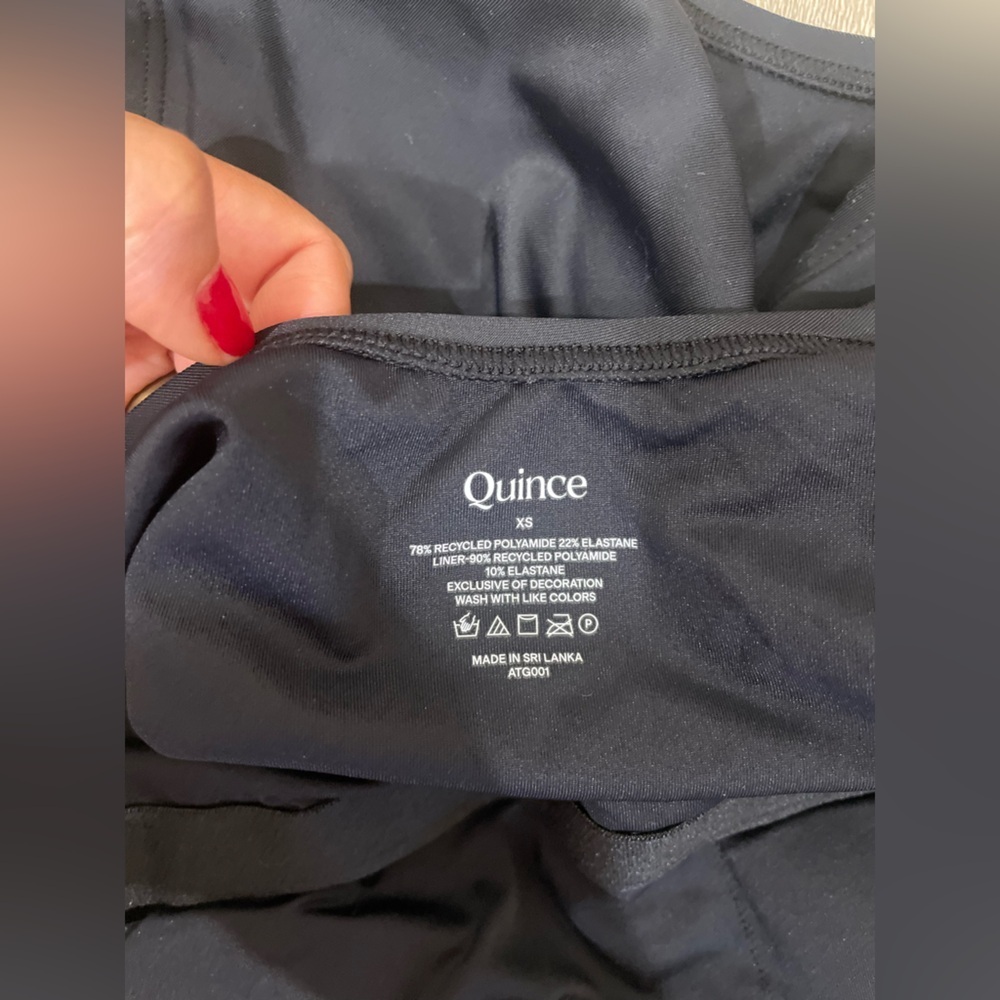 Quince Italian Cross-Back Black One-Piece Swimsuit - Picture 8 of 9